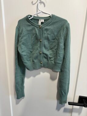 Janie and Jack Cropped Button-Front Cardigan - Sage Green Sz 10 EUC
